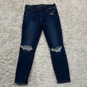 Women’s American Eagle Outfitters Navy Ripped Skinny Jeans